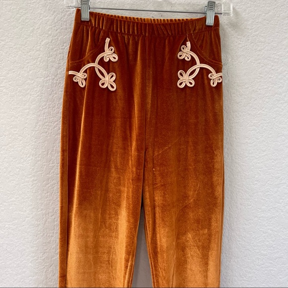 Nine Lives Bazaar Zeppelin Flares Velvet Rust Size Petite 4 - Picture 6 of 8